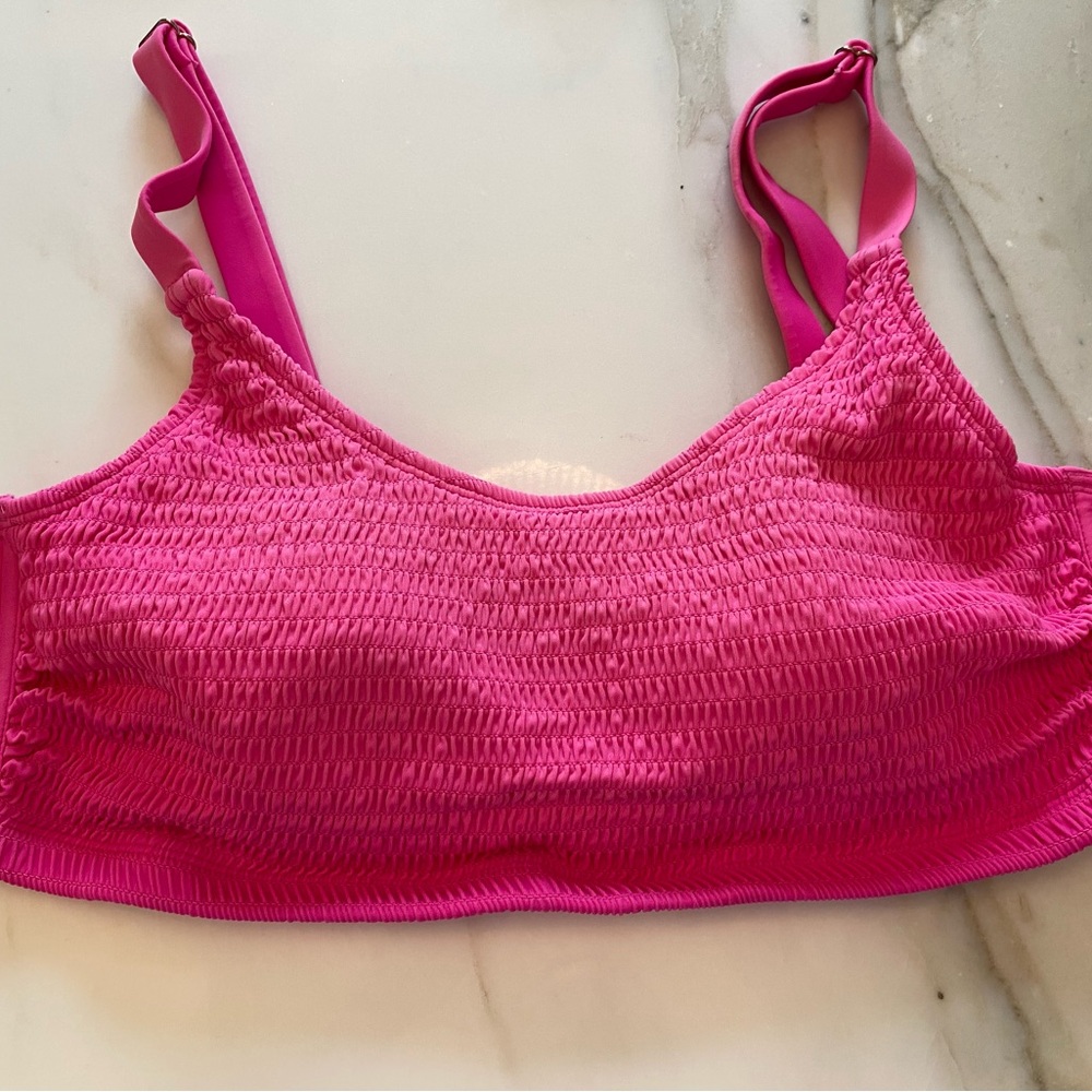 Wild Fable Hot Pink Smocked Bikini Top